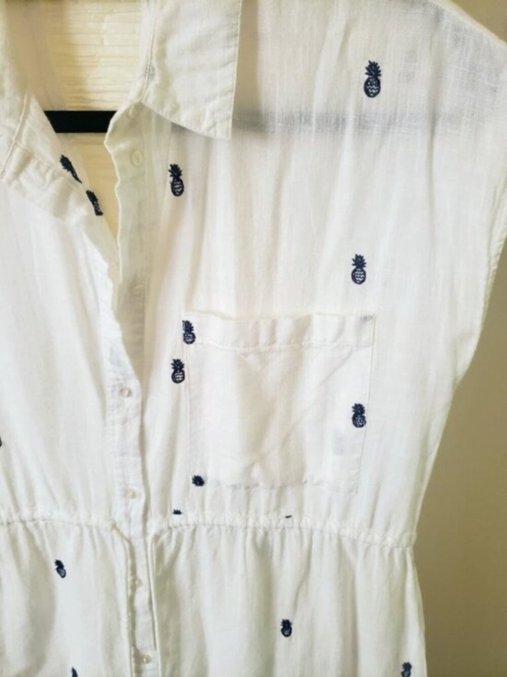 Zara Pineapple Shirt Dress - Embroidered Drawstring Mini Dress M - Picture 5 of 8